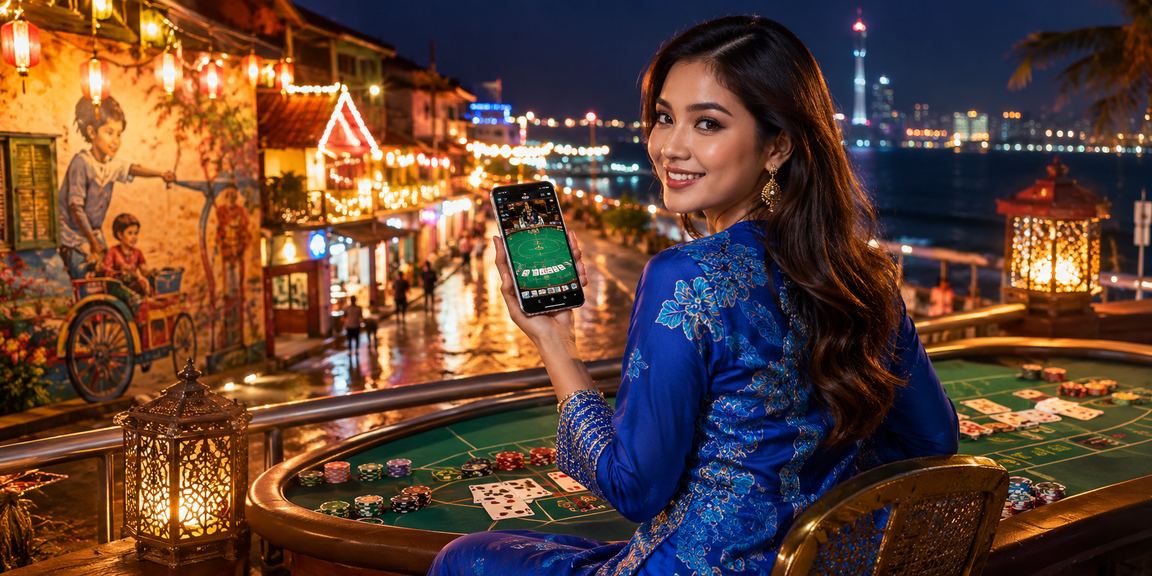 Permainan baccarat di Pulau Pinang dengan pemain berbaju kurung dalam suasana kasino mewah